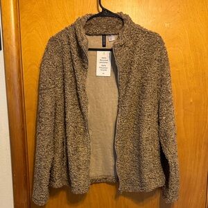 Brown Sherpa Zip-Up Jacket